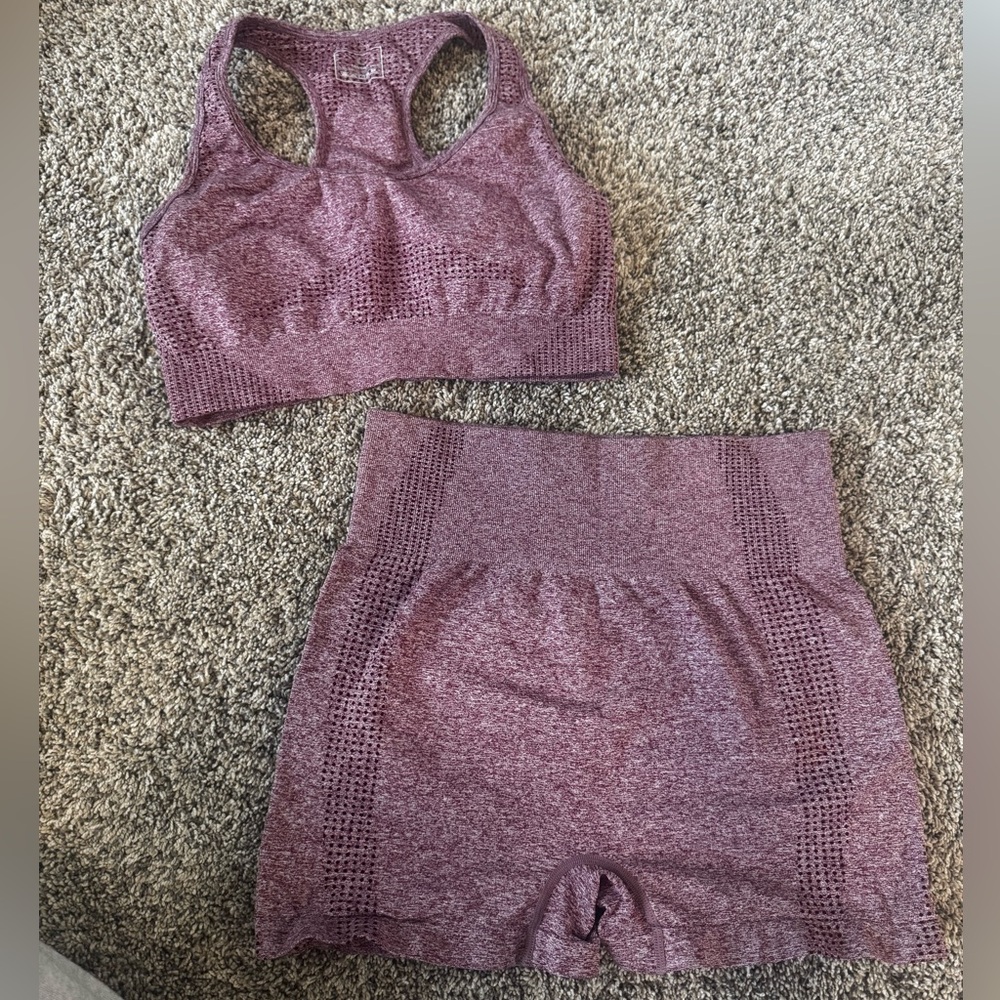 Purple Seamless Sports Bra and Shorts Set